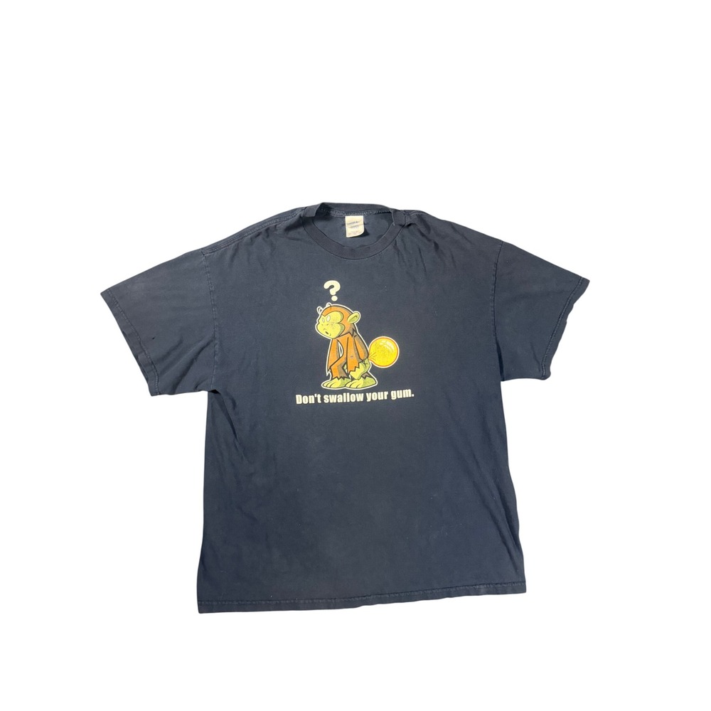 Vintage Tennessee River Monkey Don't Swallow Your Gum Graphic Tee Navy XL Y2K